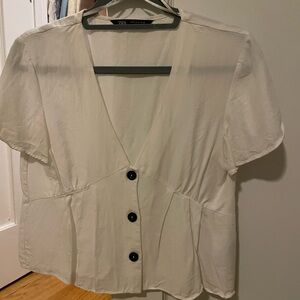 Zara vneck button top - white M